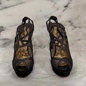 Christian Louboutin Black Mesh Heels